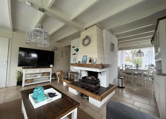 Strandnahes Nr 156 Mit Traumhaften Wintergarten Und Uneinsehbaren, Grossen Garten, Eckgrundstueck * Sint Maartensvlotbrug